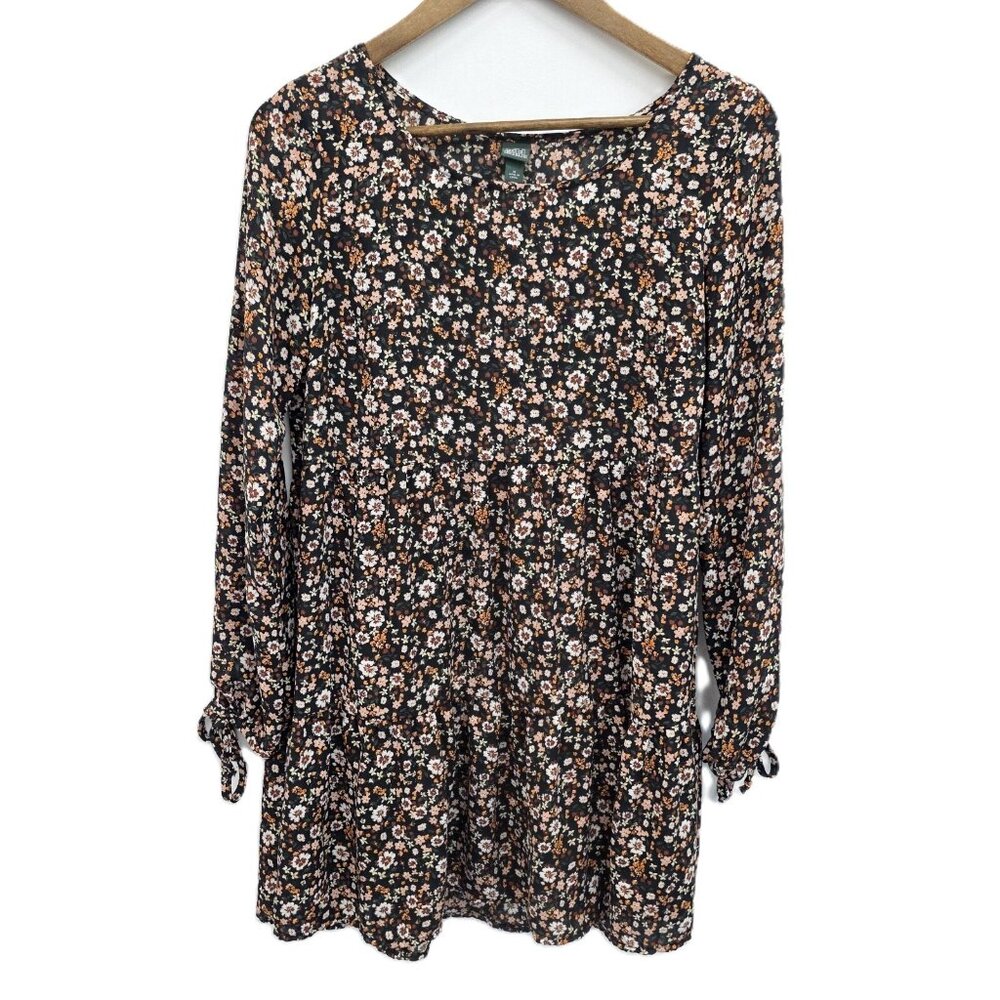 Wild Fable Floral Print Babydoll Tiered Chiffon Mini Dress‎ Size M Boho Fairy